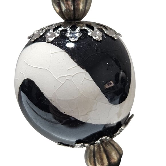 Elegant Chunky Beaded Necklace Black White Beads Statement Fashion Jewelry Women - Picture 3 of 6